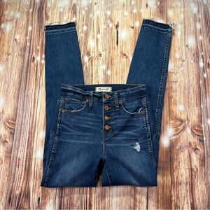 Madewell 10" High Rise Skinny Jeans Drop Hem Edition Womens 23 Button Fly Raw